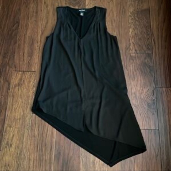 White House Black Market Dresses & Skirts - White House Black Market Black Asymmetrical V-Neck Draped Dress